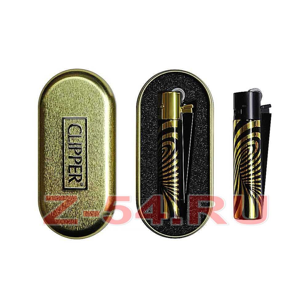 Зажиг. Кремниевая CLIPPER PSYCHEDELLIC GOLD  (CM0S106)  металл0
